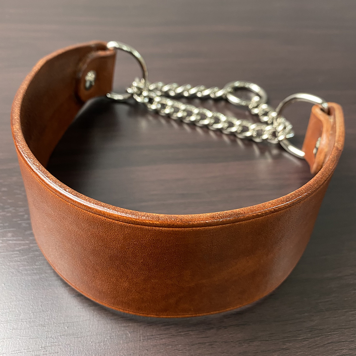 大型犬向け本革ハーフチョーク｜レッドブラウン