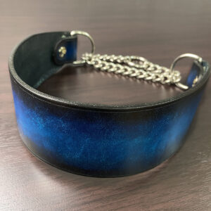 大型犬向け 本革ハーフチョーク 幅6cm グラデーションブルー