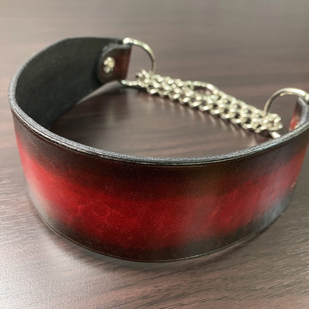 大型犬向け本革ハーフチョーク｜グラデーションレッド