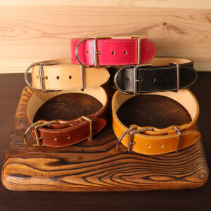 本革首輪 Wide Leather Collar 幅5cm 厚み6mm