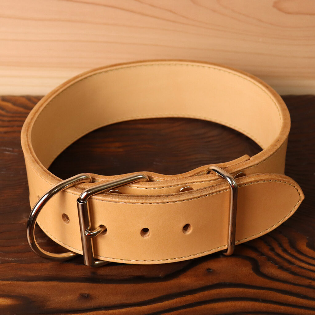 本革首輪 Wide Leather Collar 幅5cm 厚み6mm