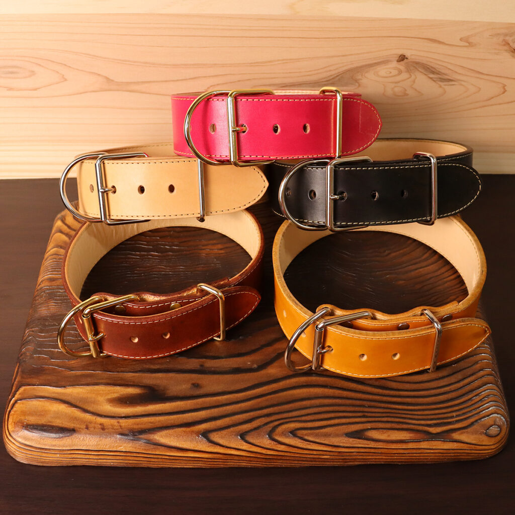 本革首輪 Wide Leather Collar 幅5cm 厚み6mm